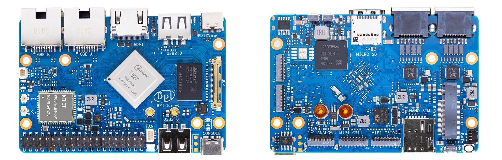 Banana Pi BPI-F5 SBC front and back